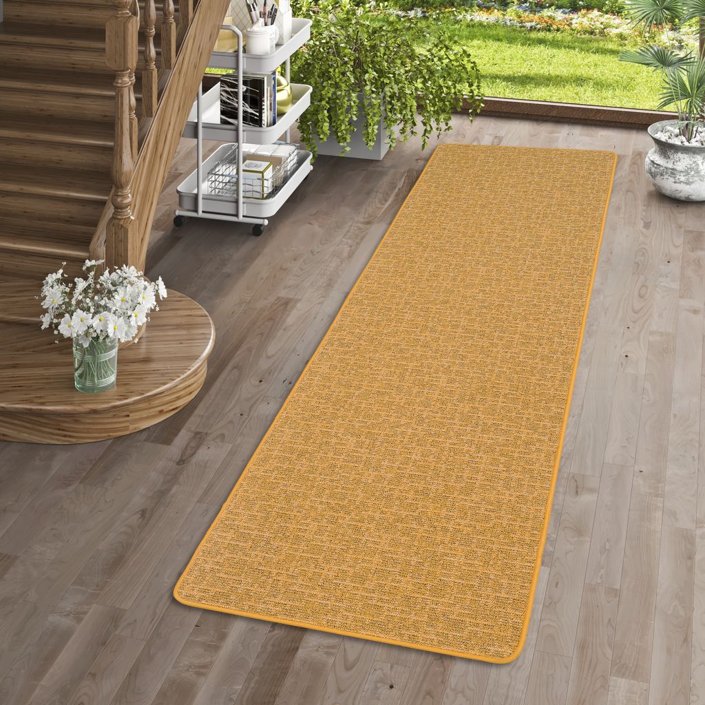 Schlingen Designer Teppich Läufer Niva Curry, Größe:80x200 cm
