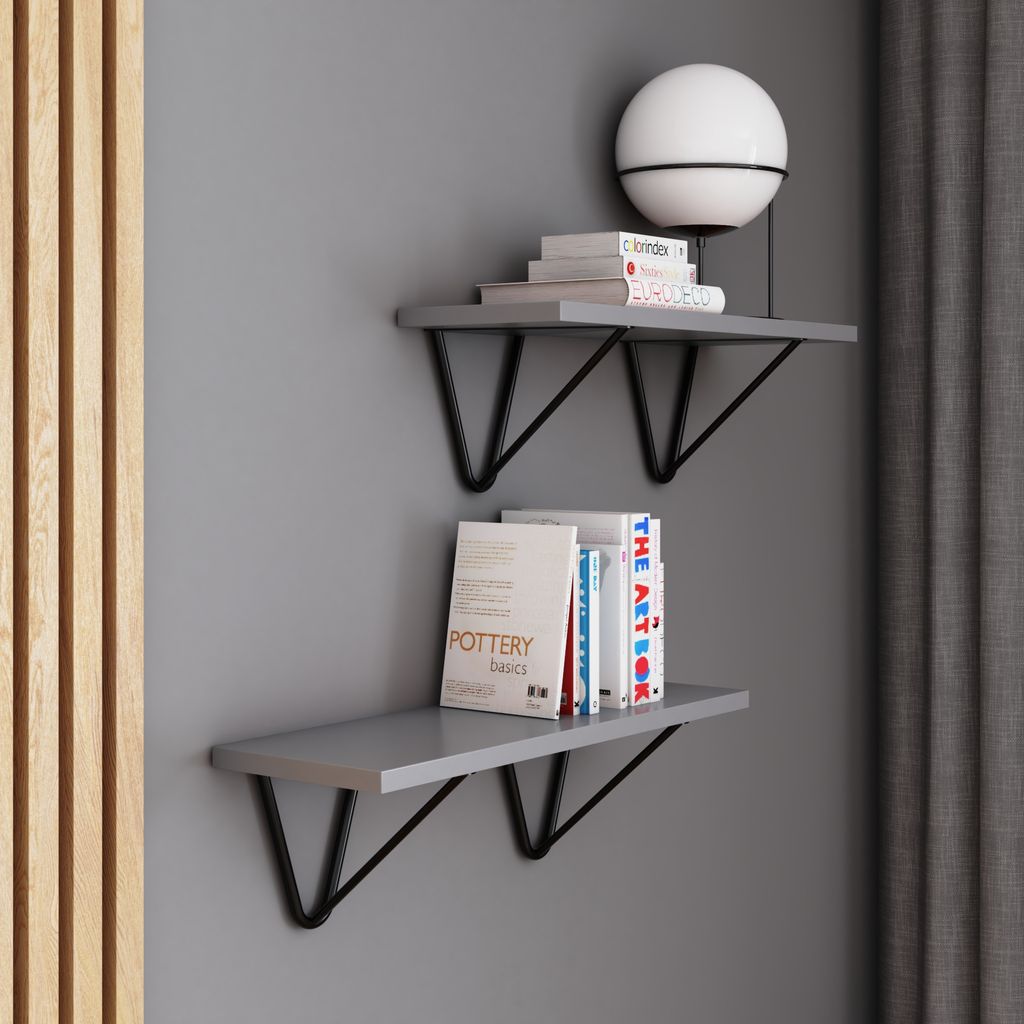 AKKE Light Graphite Hängeregal WIRE modern LOFT-style LxB: 50x20 cm