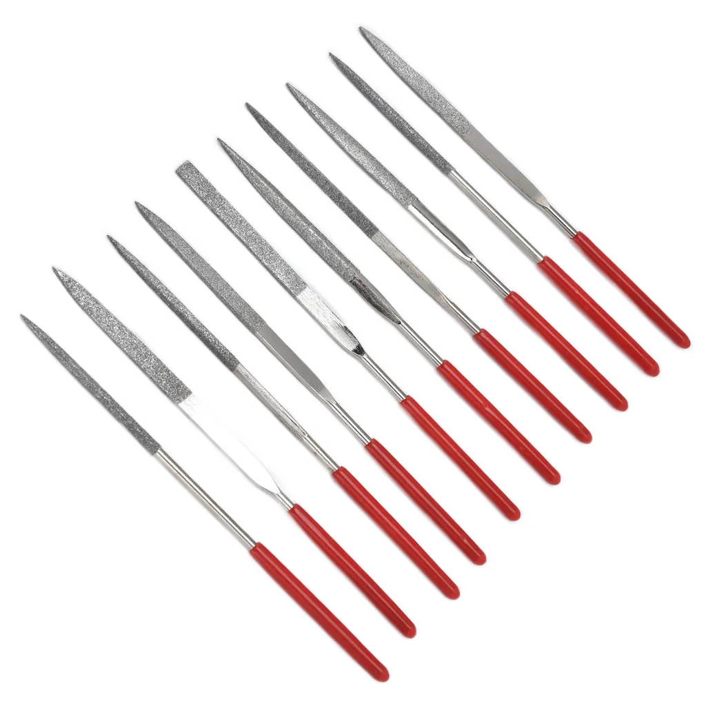 10Pcs Set di lime ad ago temprato robusto durevole manico comodo lime per gioielli (3x140mm) - 7
