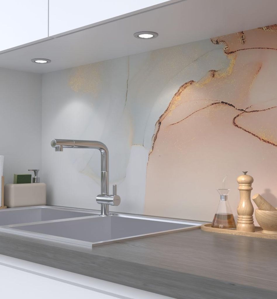 Küchenrückwand selbstklebend Marmor grau gold Spritzschutz Folie 180 x 60cm