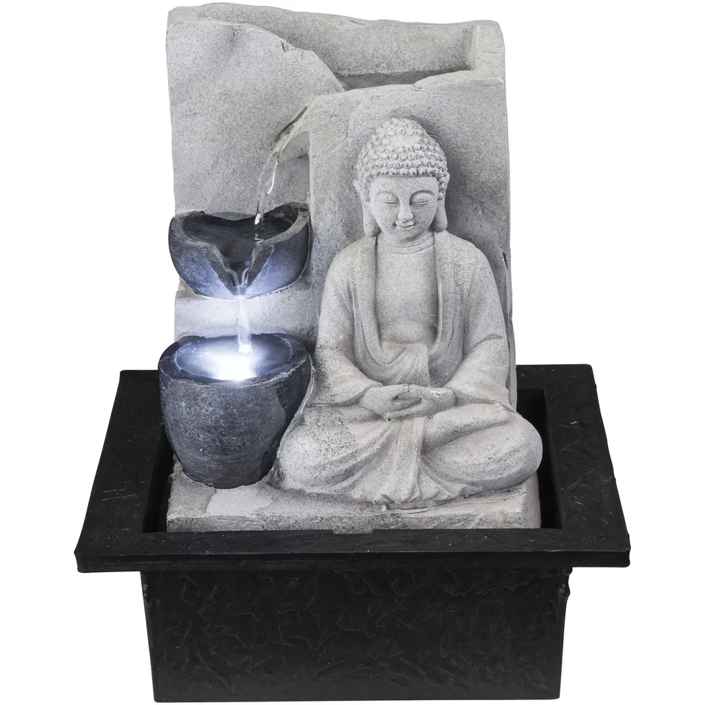 Fontaine Décorative LED Gris Antique en Plastique Robuste par Globo