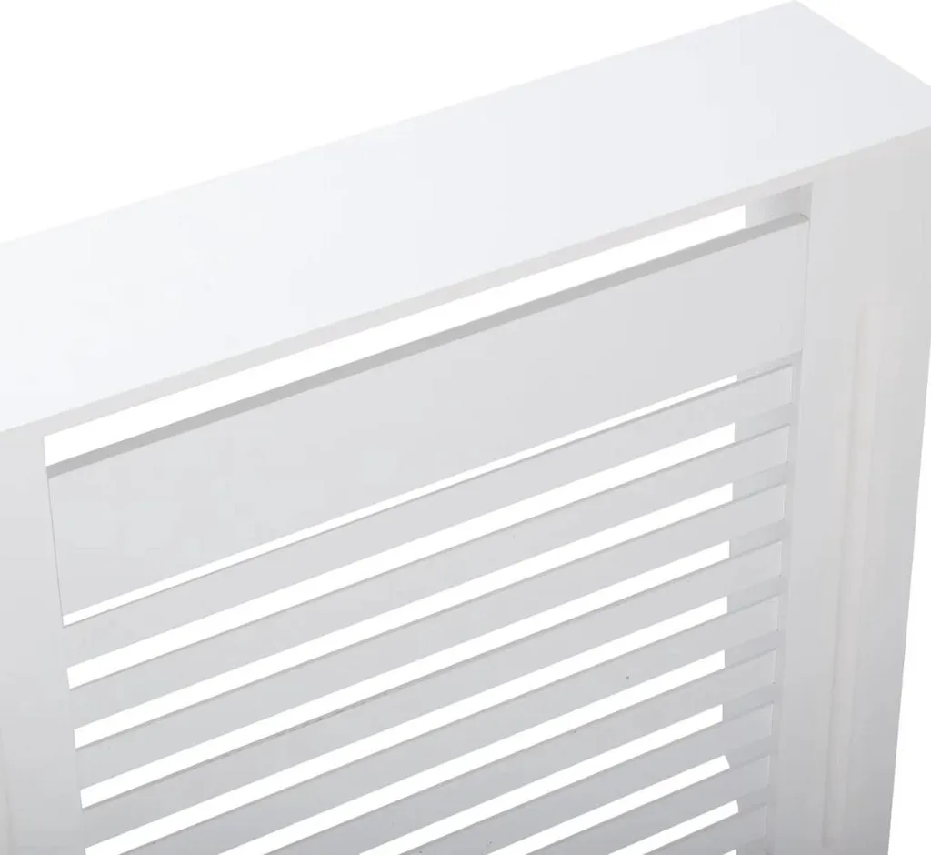 Cache radiateur blanc 111x92 cm - Design à lattes horizontales en MDF