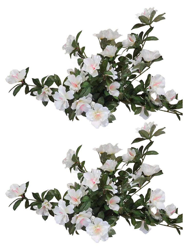 1/2 künstliche Azaleenblume, realistische UV-beständige Kunstblume aus Kunststoff, Tischdekoration für drinnen und draußen