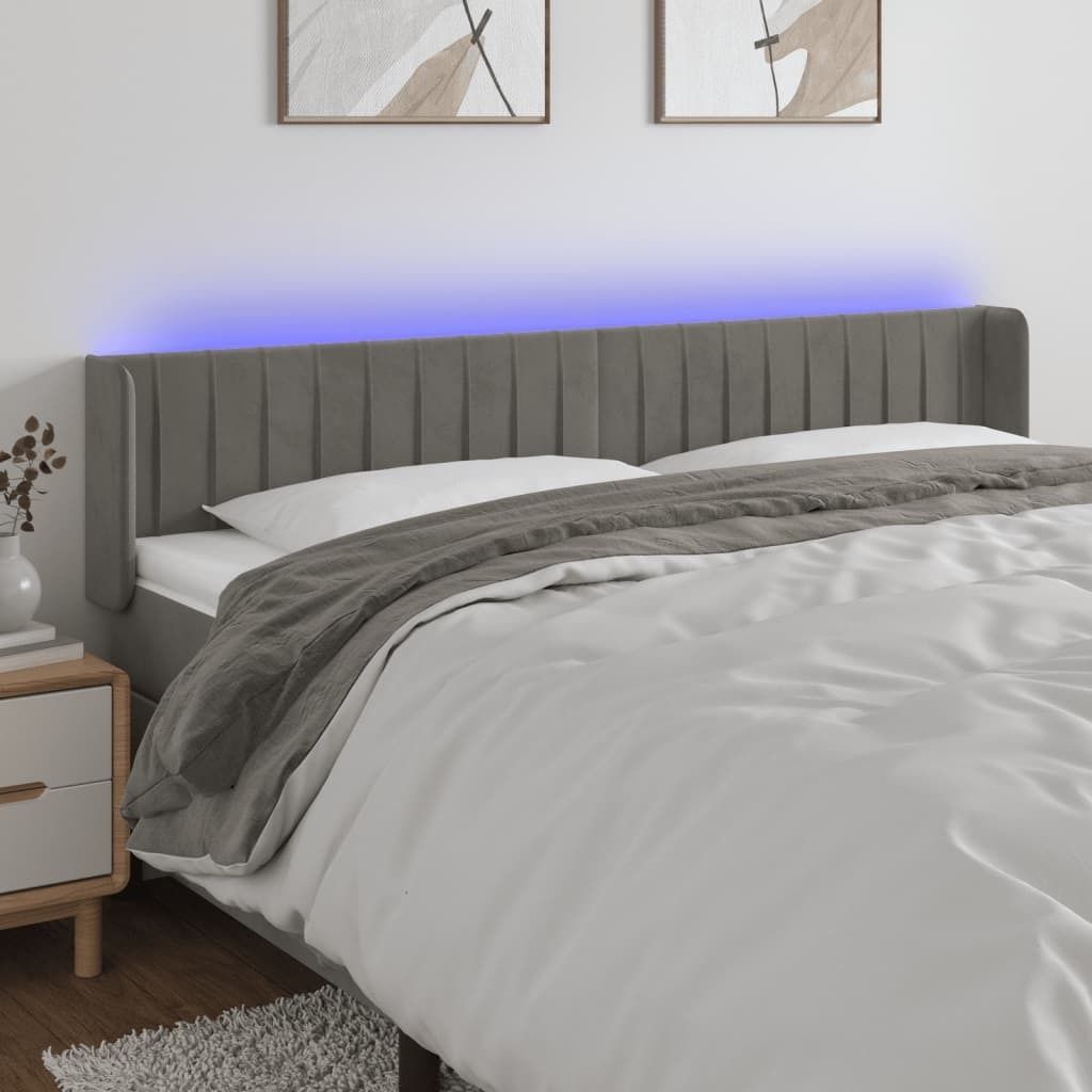 Praktischen LED Kopfteil Hellgrau 203x16x78/88 cm Samt - Kopfteile ,design Möbel 3453299 3parcel