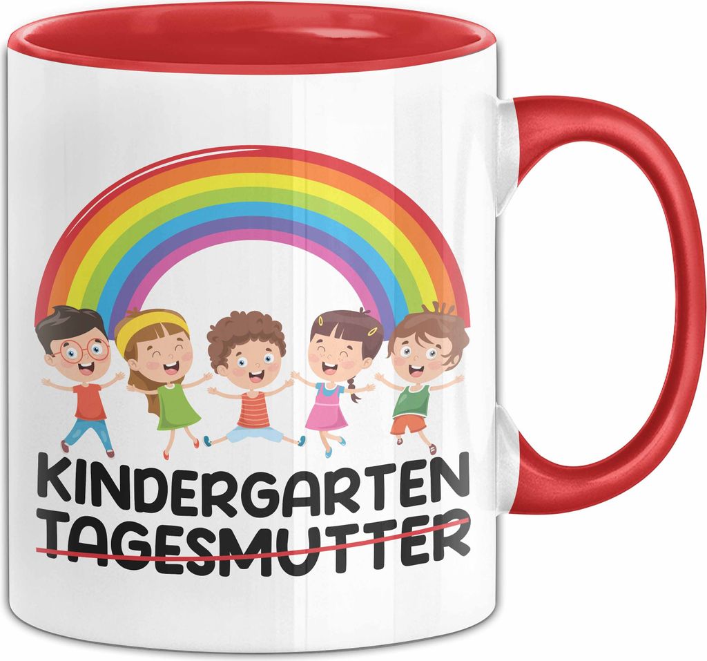 Endlich Kindergarten Geschenk Tasse Tagesmutter Geschenkidee Geschenkidee für Kindergartenkind Kaffee-Becher (Rot)