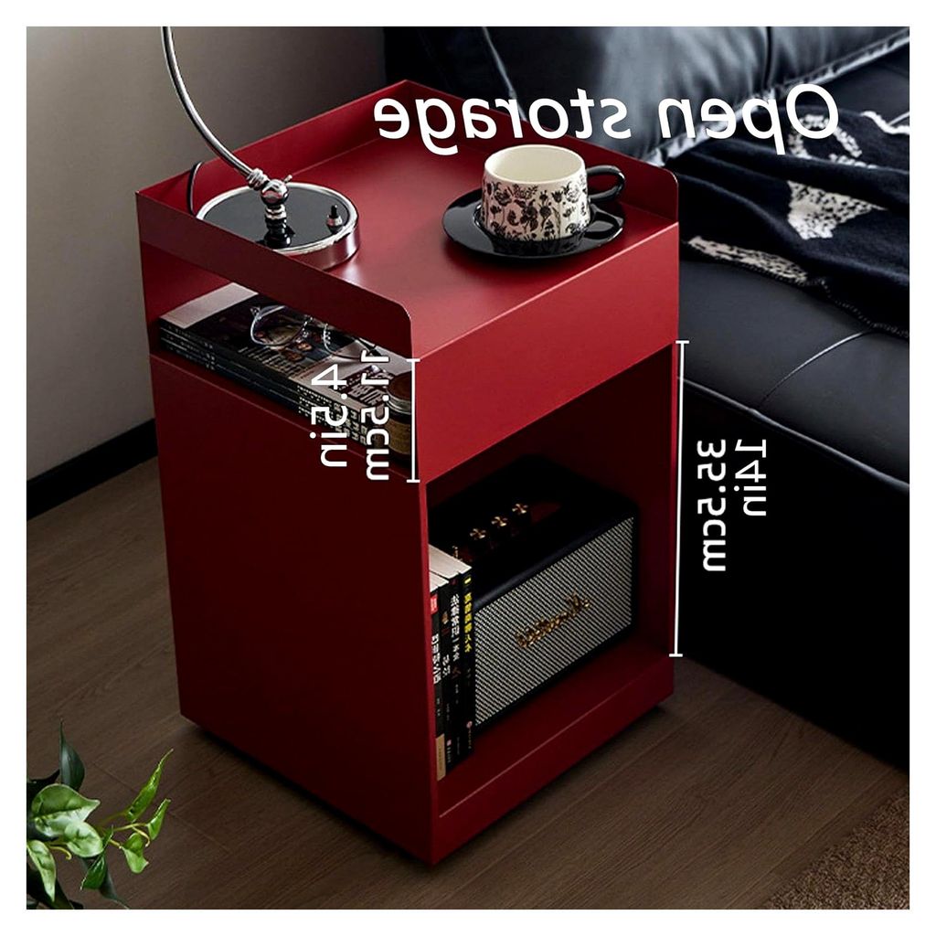 Snack-Beistelltisch mit versteckter Rolle, moderne Nachttische mit 3-stufigem offenem Stauraum, kleiner Couch-Beistelltisch, schmal, platzsparend f...