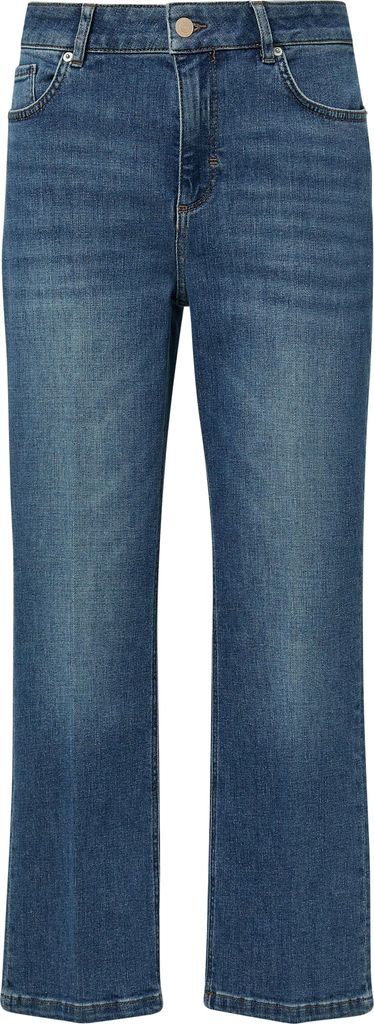 comma Damen Flared-Leg Jeans mit Mid-Rise Bund, 5-Pocket, elastisch, Crop-Länge