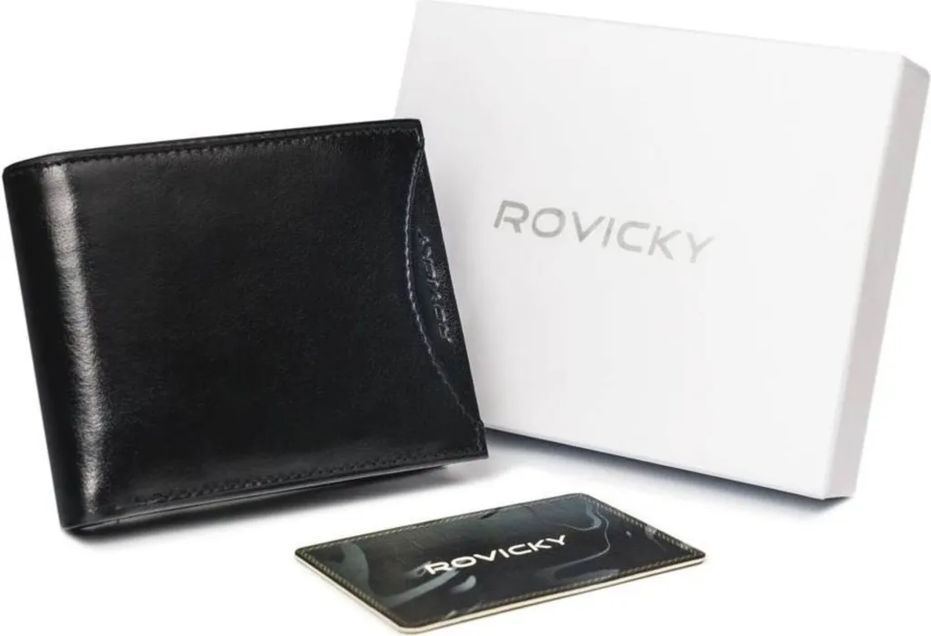 Portafoglio Rovicky Uomo Slim Pelle Nera RFID: Eleganza e Sicurezza