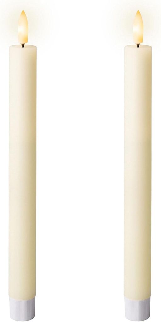 LED Kerzen mit Timerfunktion 24cm Wachs 2er Set Creme / Produktbild 