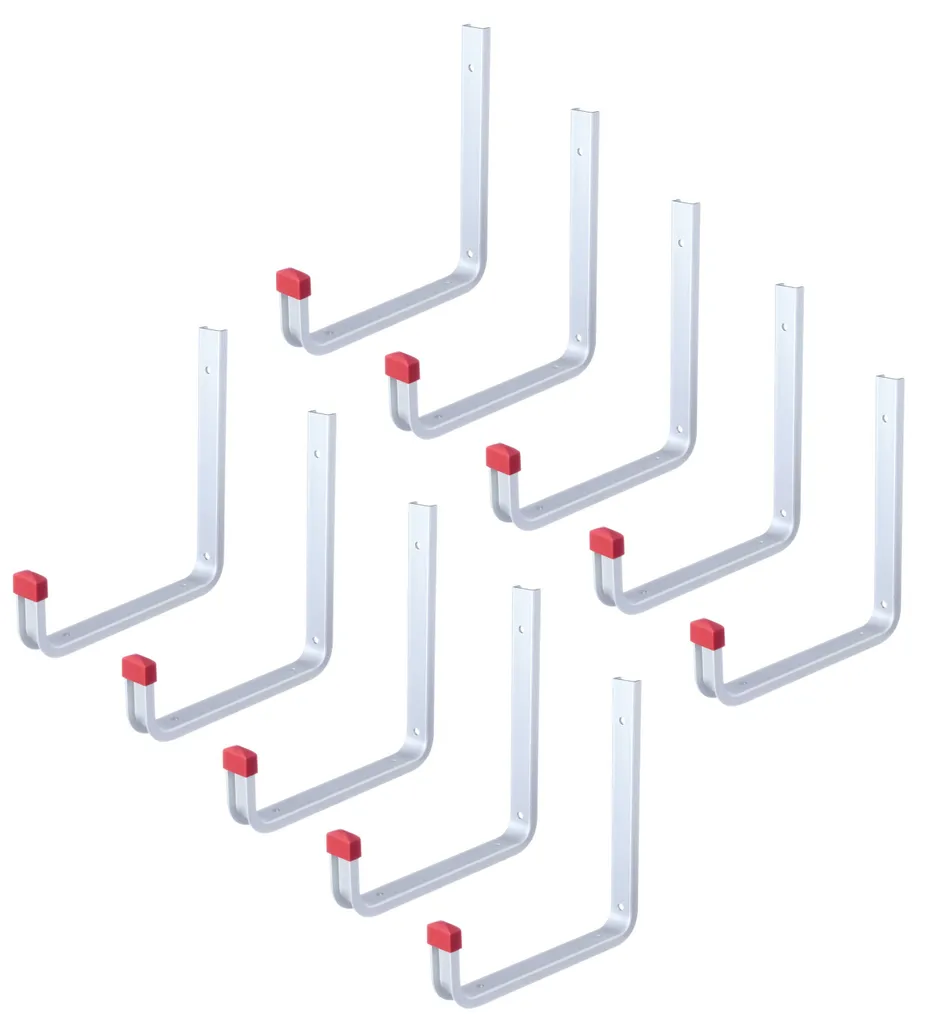 Alberts 856823 Lot de 10 Crochets Muraux Coudés Alu 190 x 200 mm