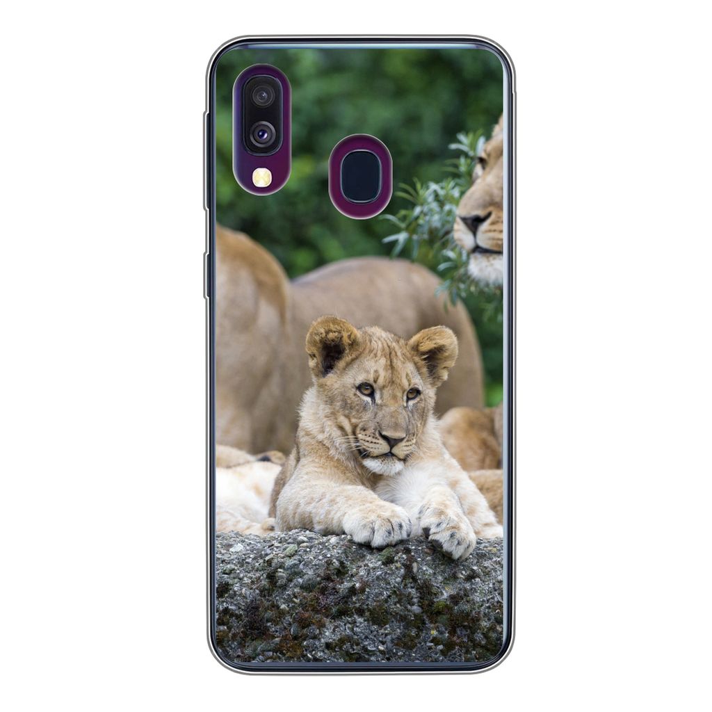 MuchoWow Handyhülle Schutzhülle Hülle für Samsung Galaxy A40 Löwen - Tiere - Jungtiere Silikon Softcase Handy Hülle - Handy-Tasche