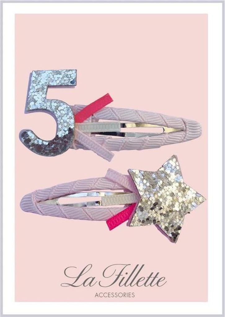 La Fillette Haarspangenset Geburtstag rosa Glitzer 5 Produktbild 