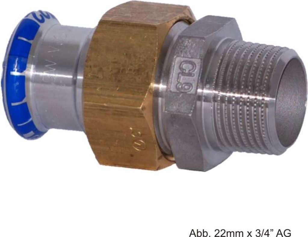 Geberit GE Mapress, ES Uebergangsverschraubung mit UeWM, Messing, d54mm, R2, 1 Stk.