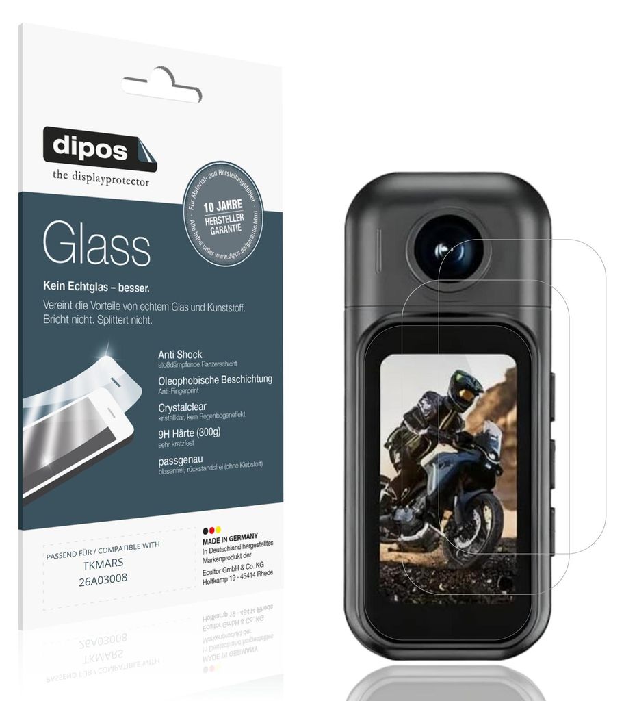 2x Schutzfolie für TKMARS 26A03008 - Anti-Shock 9H Folie dipos Glass Kunststoffglas
