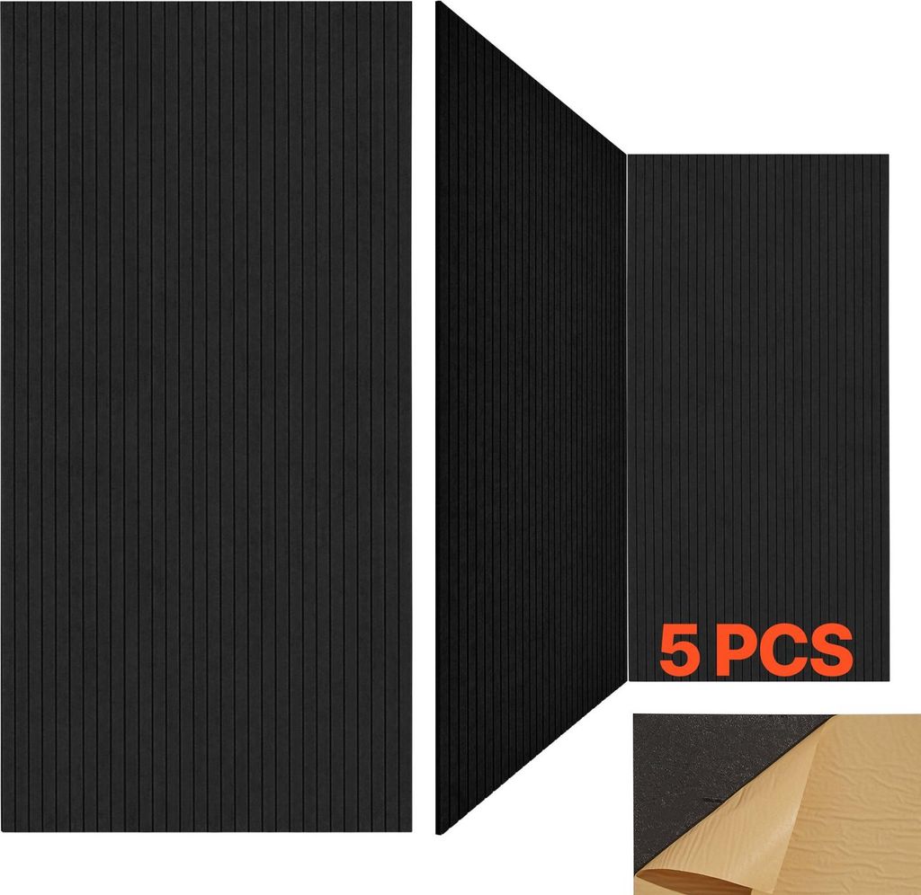 Akustikpaneele - Akustik Wandpaneele aus Polyesterfaser (PET) - 5er Pack - Selbstklebend - Schallabsorbierend - 1200 x 600 x 10 mm - Für Studio B...