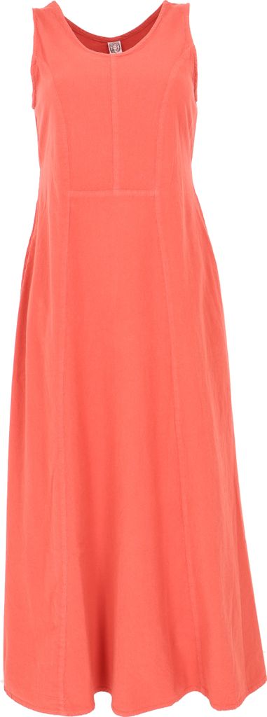 Langes Kleid, Baumwoll-Sommerkleid - Koralle, Damen, Rot, Baumwolle, Größe: M