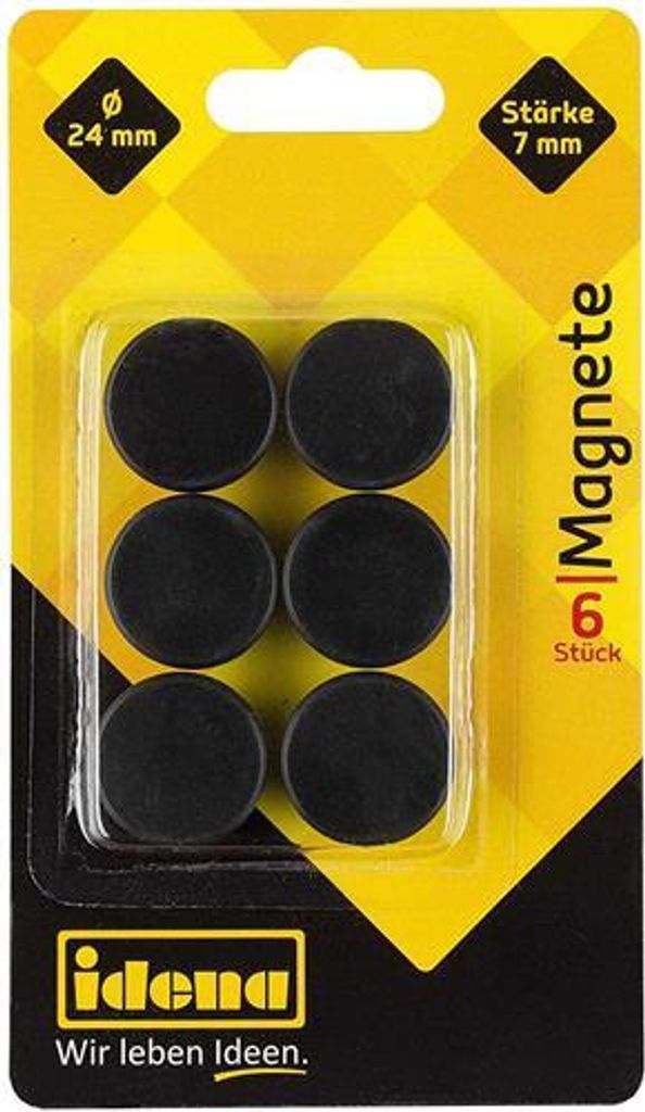 Idena Magnete schwarz Ø 2,4 x 0,7 cm