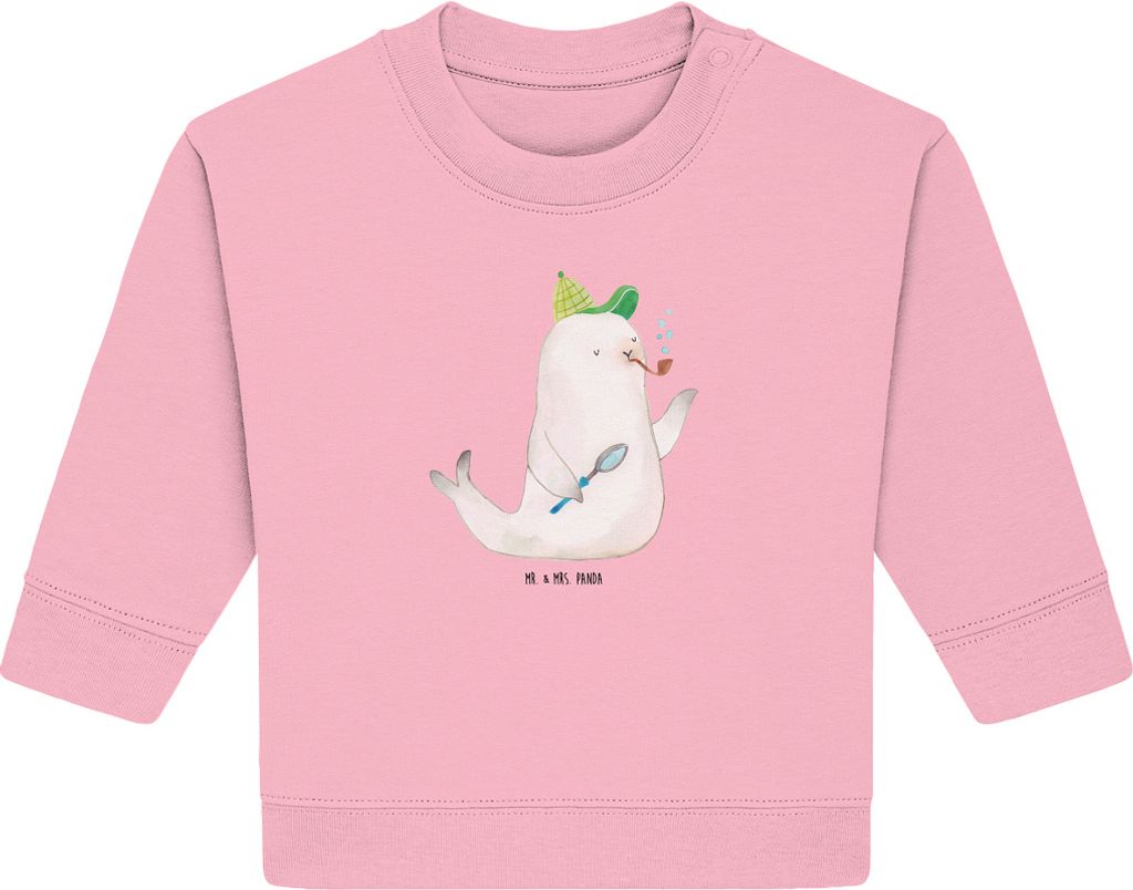 Mr. & Mrs. Panda Organic Baby Pullover Robbe Sherlock 24. - 36. Monat - Baumwolle Pink - Geschenk, Bullover, Lustige Sprüche
