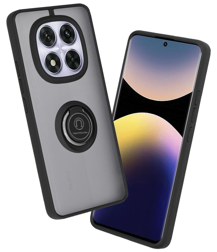 Techsuit Glinth Back Cover Hülle mit Ring für Xiaomi Redmi Note 14 Pro / Xiaomi Poco X7 - Schwarz