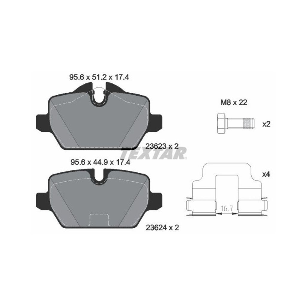 Textar Bremsbeläge hinten für BMW 1 3 + Coupe E81 E87 E90 E92 116-318