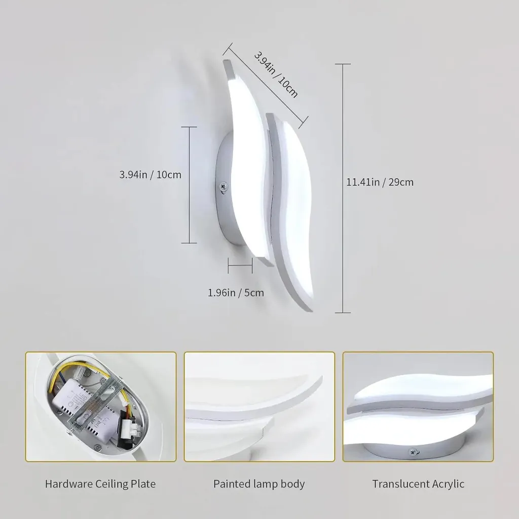Lampe murale LED design rectangulaire 12W éclairage intérieur blanc - 6