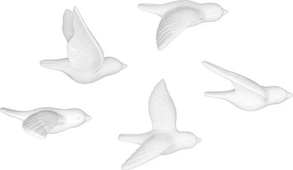Oiseau décoratif mural blanc en porcelaine pour chambre enfant et bébé