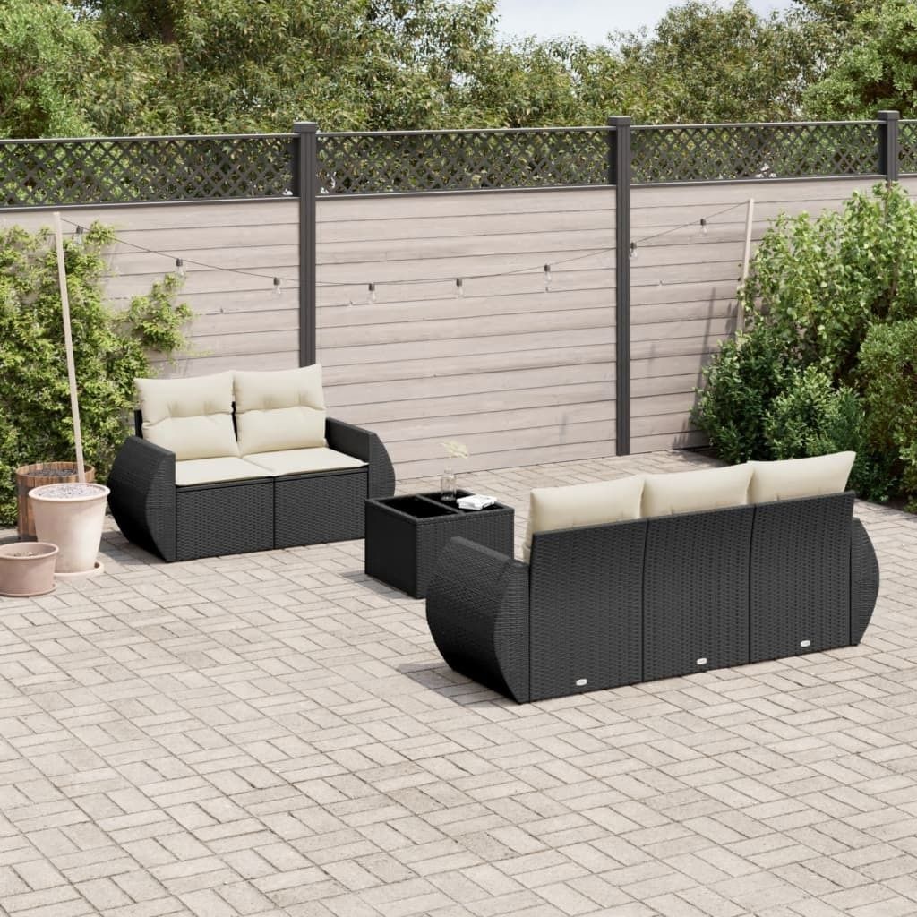 Maison Exclusive - 6-tlg. Garten-Sofagarnitur mit Kissen Schwarz Poly Rattan