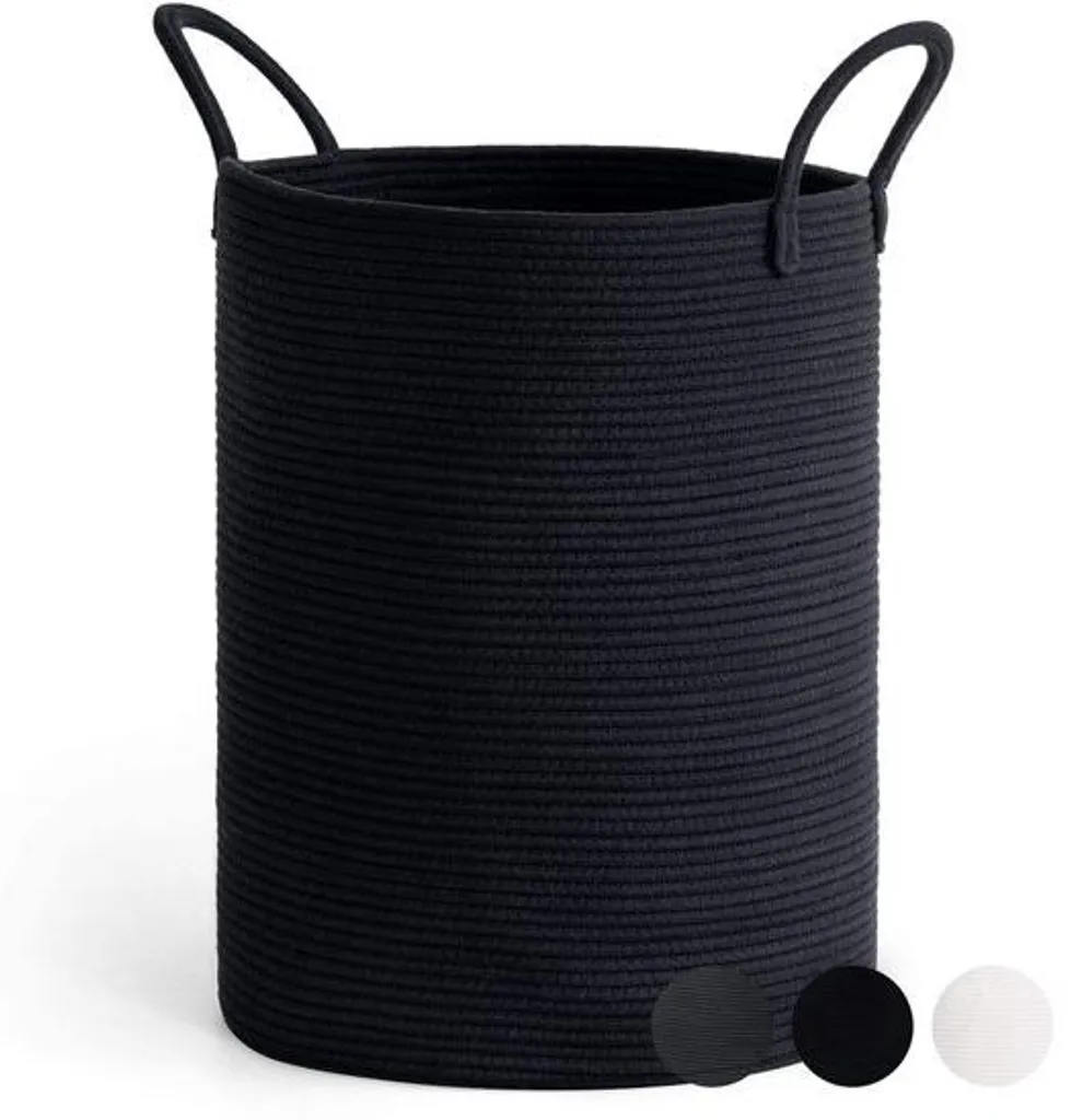 Sac à Linge Sale Noir 38x50cm avec Poignée, Résistant et Pliable