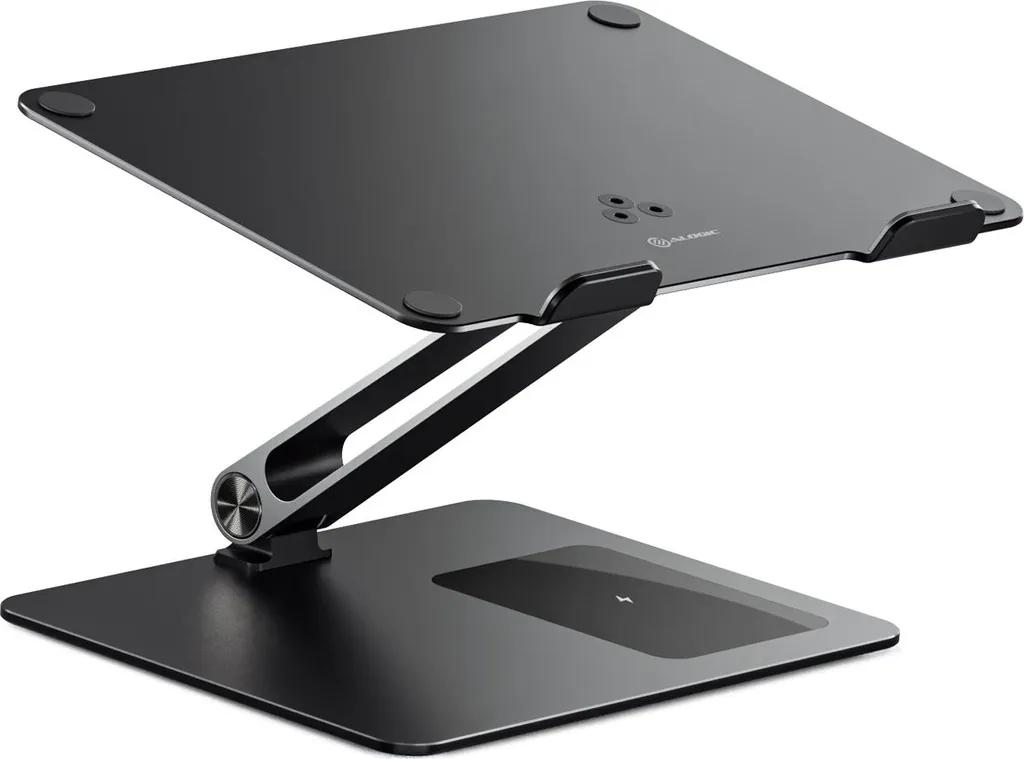 Supporto Laptop Alogic Elite: Robusto, Elegante e Carica Smartphone