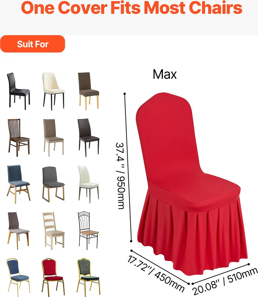 Housse de Chaise Extensible Rouge pour Mariage et Réception - 30 Pcs