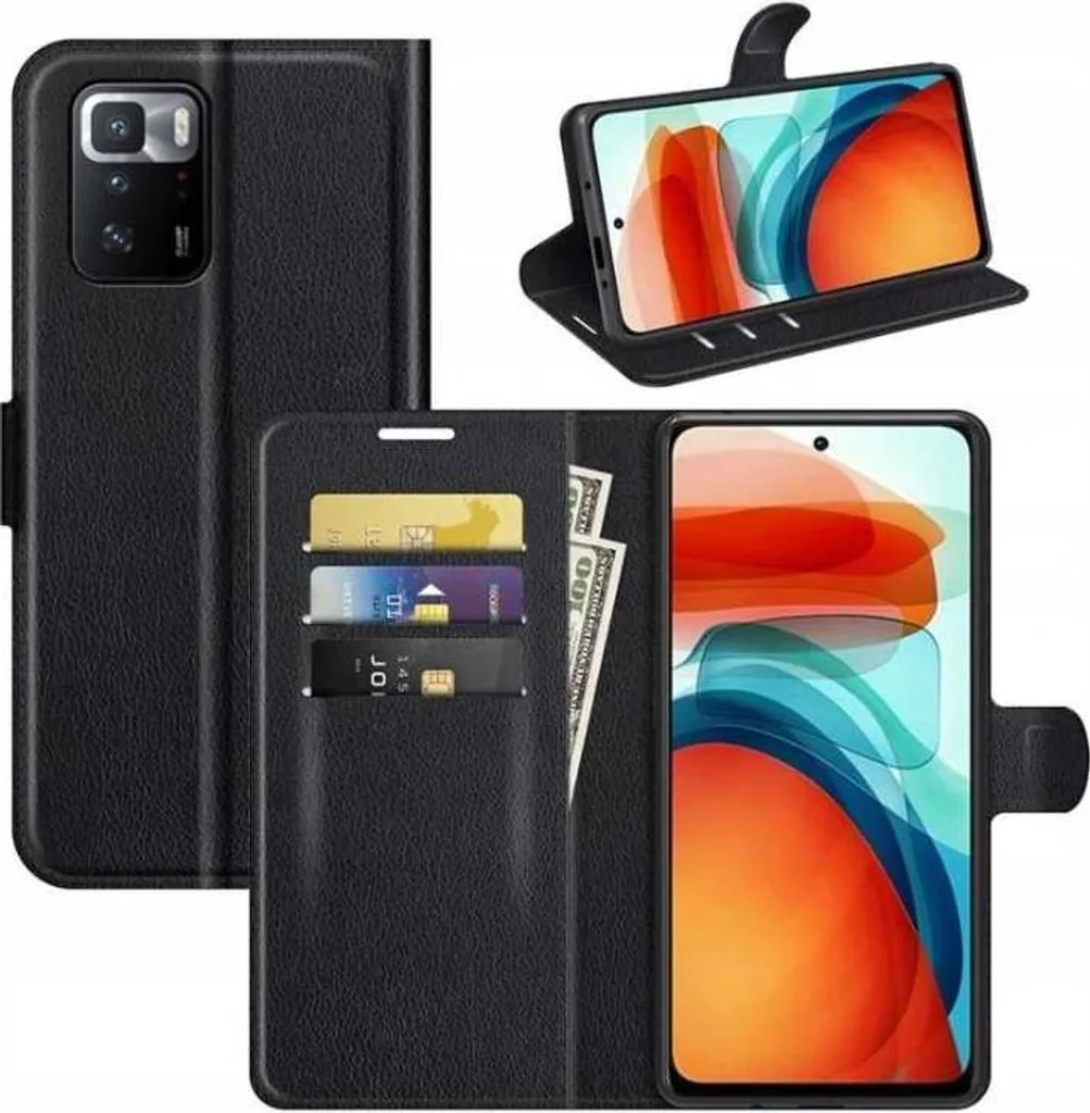 Custodia Regalo Redmi 10 Flip Cover - Pelle Nera Soft-Touch