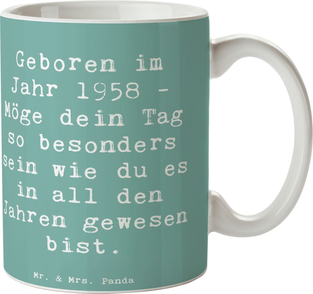 Mr. & Mrs. Panda Teetasse Spruch 1958 Geburtstag - Meeresbrise - Geschenk, Alter, Nostalgie, Happy Birthday, Möge dein Tag so besonders sein wie d...