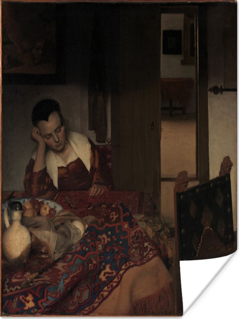 MuchoWow Poster Schlafendes Mädchen - Johannes Vermeer 120x160 cm - Wandbilder