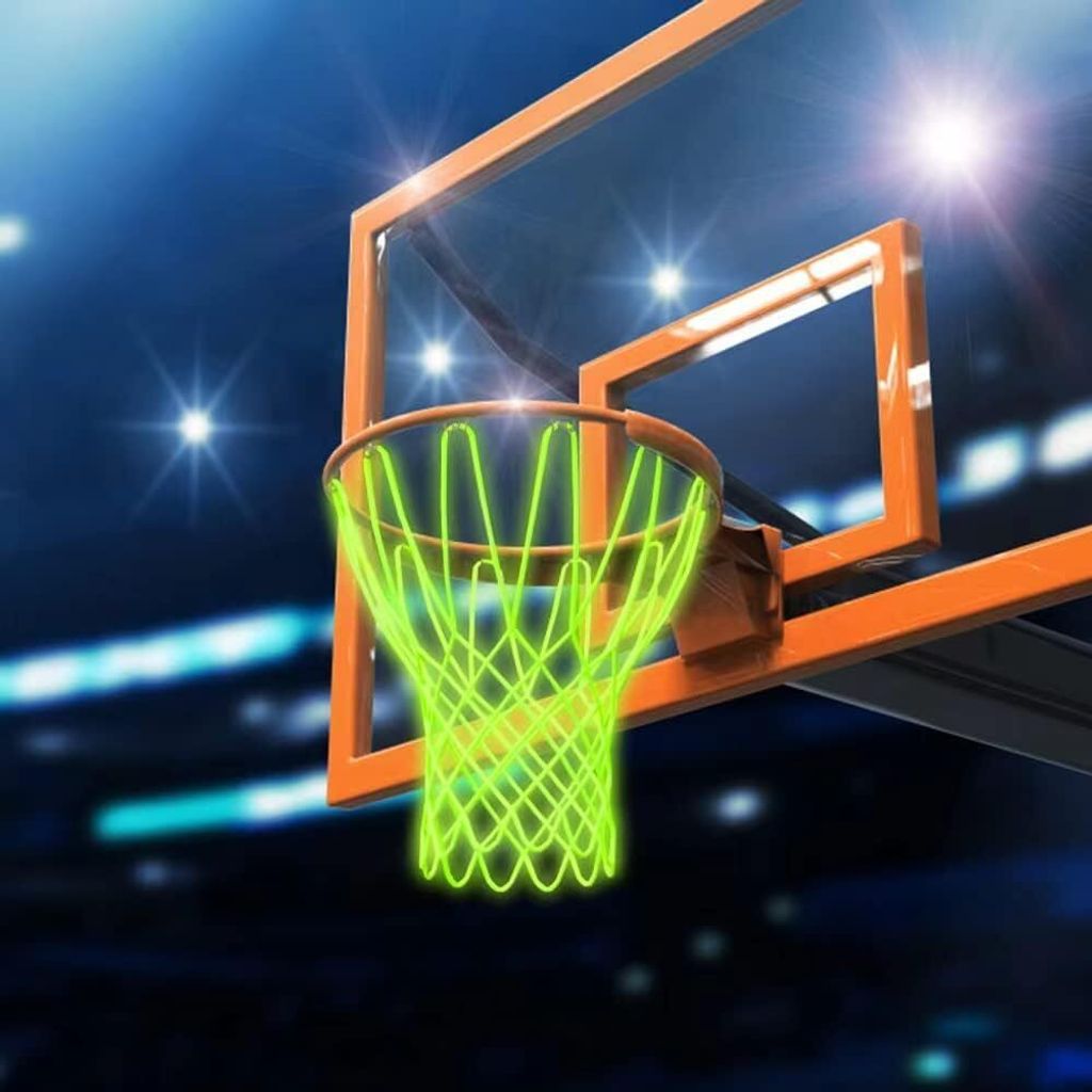 Basketball Netze Leuchtendes 12 Schlaufen Night Light Basketball Net für Outdoor und Indoor, 1 Stück Standardgröße,Tragbar und Faltbar, Nylon