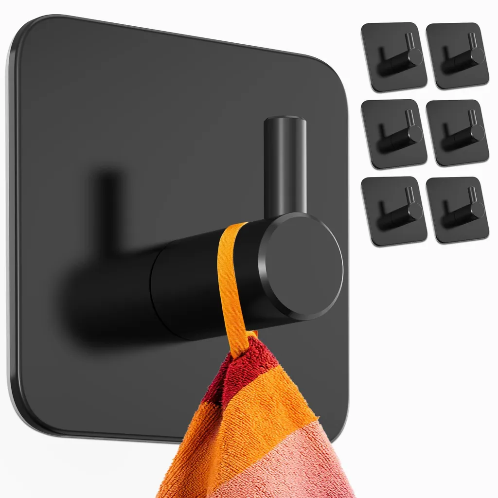 Patère autocollante ultra-résistante et étanche inox noir pour douche