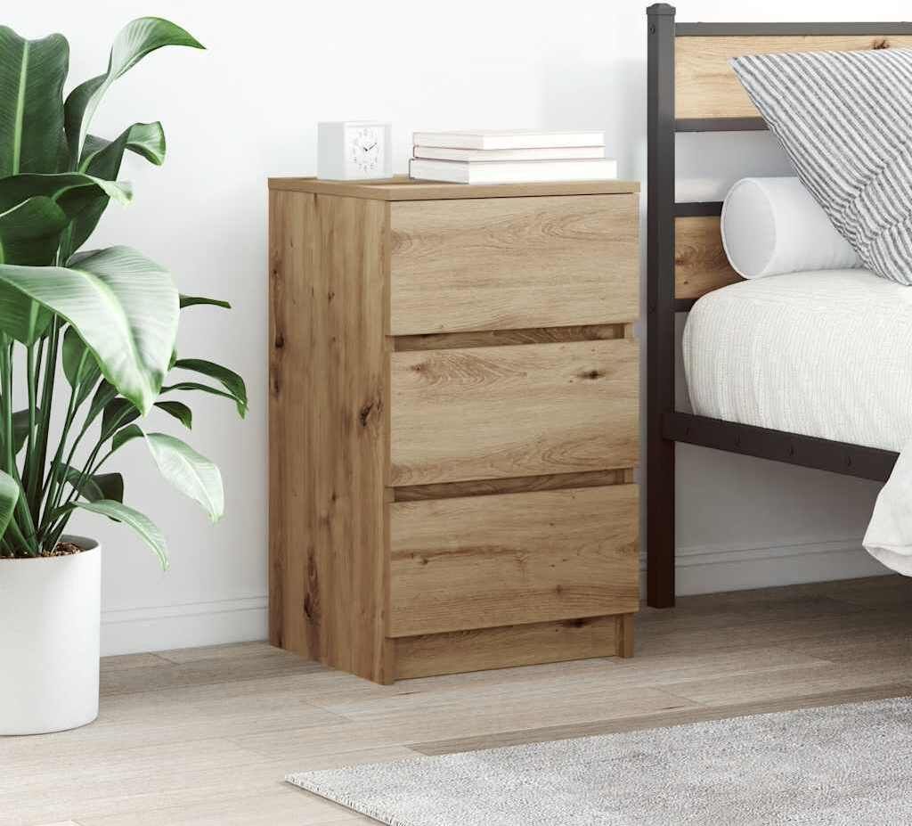 vidaXL Nachttische mit 3 Schubladen 2 Stk. Artisan-Eiche 39x35x65 cm