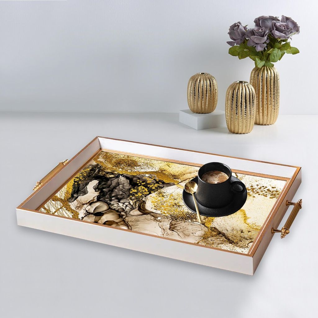 Evila Originals, TPB9868, Tablett, Mehrfarbig, 100 % GLAS, 50 x 29 x 3,5 cm