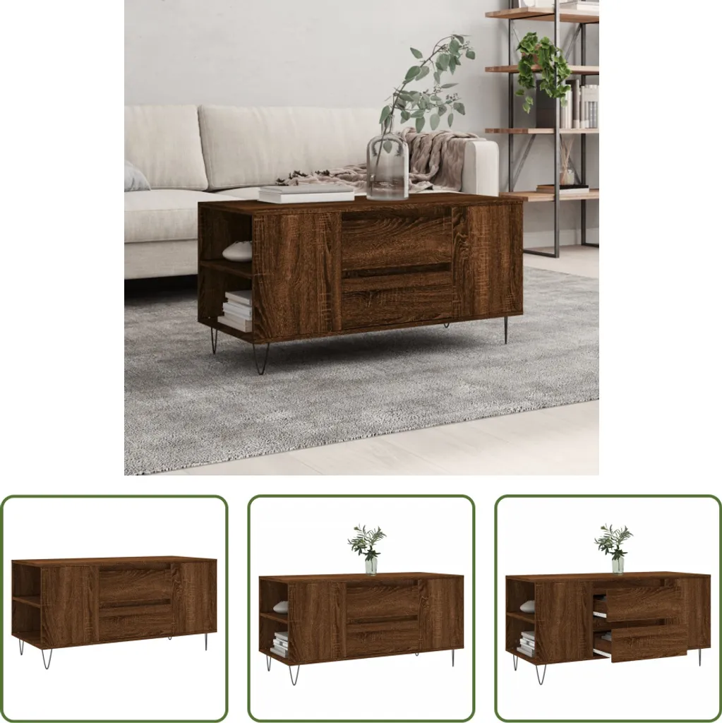 Tavolino Basso Soggiorno 102x44,5 cm Rovere Marrone | The Living Store