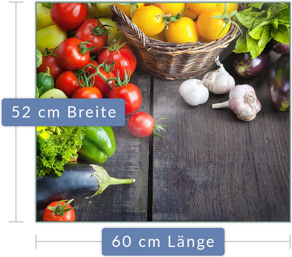 Piastra Copri Piano Cottura 60x52 - Vetro Temperato Decorazione Vegetale