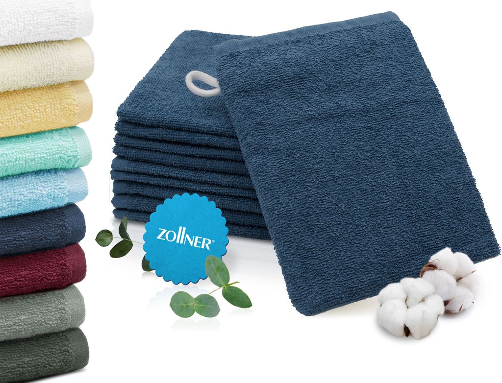 10er-Set Waschhandschuhe, Baumwolle, 16x21 cm, 400g/qm, Produktbild 