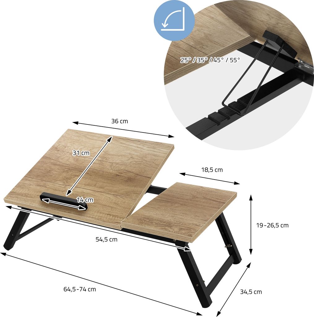 ML-Design Laptoptisch für Bett/Sofa, Eiche, aus Holz, Produktbild 6