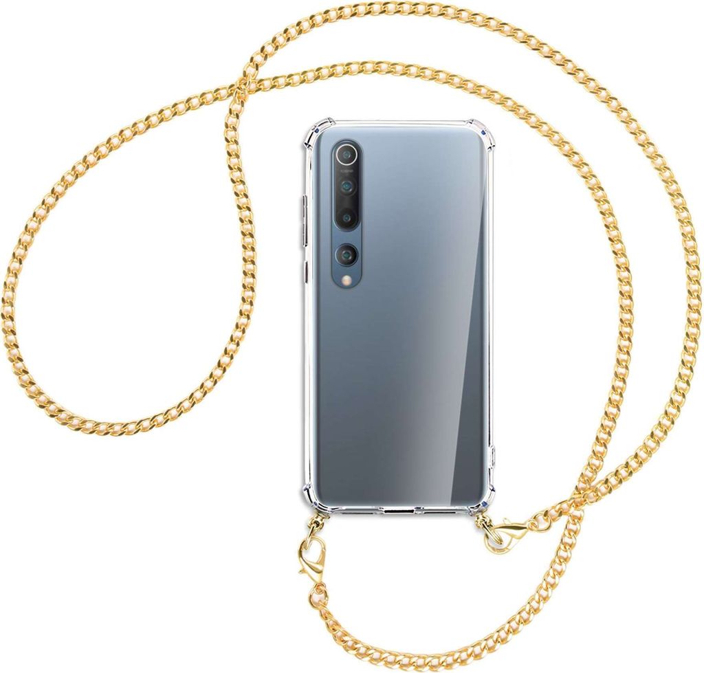 Handykette Backcover-Schutzhülle mit Band (Metall goldfarben) für Xiaomi Mi 10 (Pro) - goldfarbene Kette