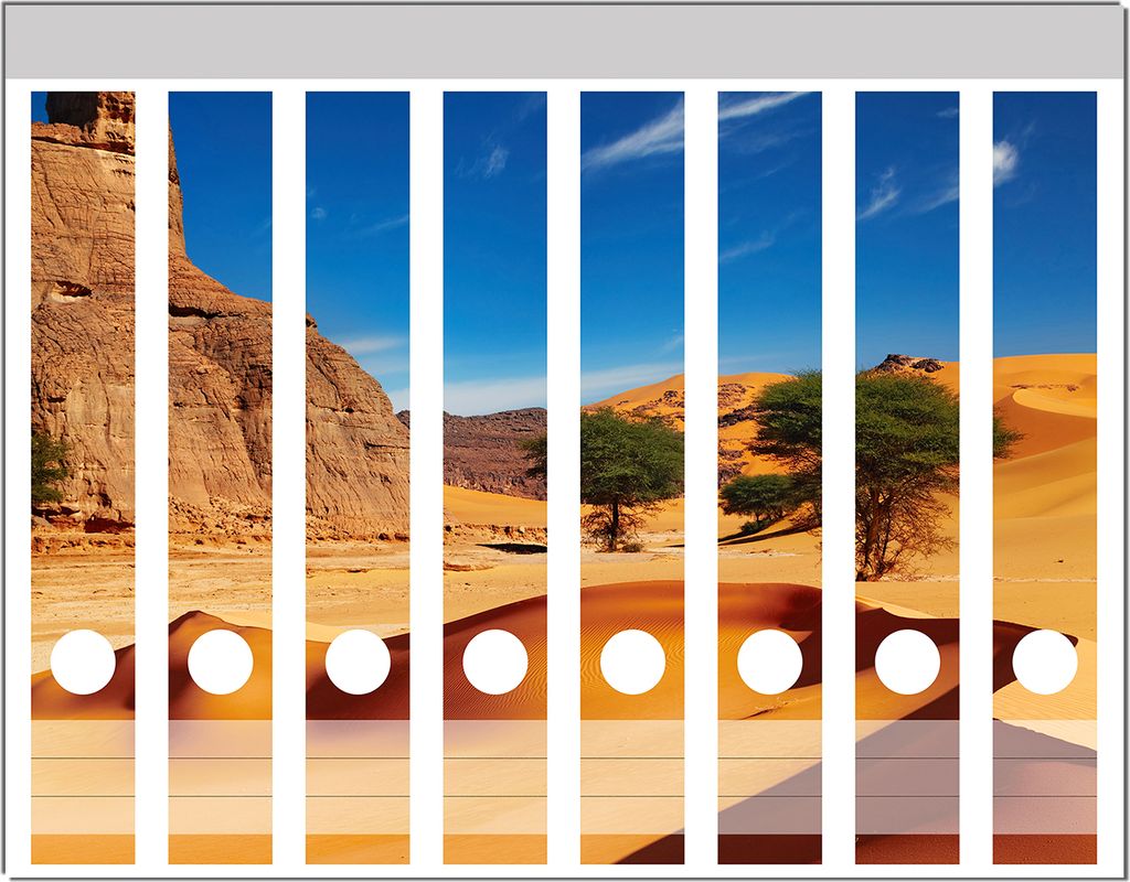 Wallario Ordnerrücken Sticker, selbstklebend für schmale Ordner, 8 Stück, Motiv In der Wüste Sahara