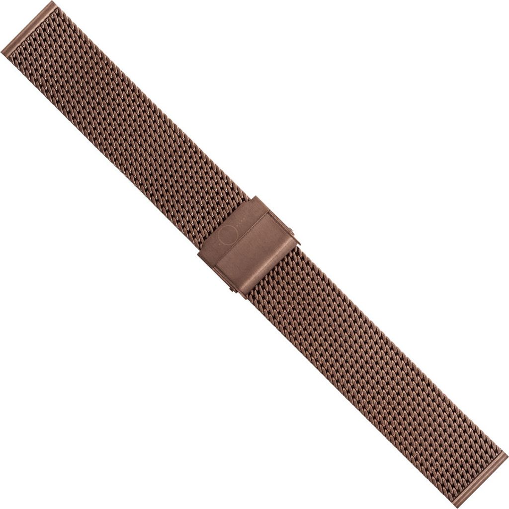 Minott Uhrenarmband Milanaise Edelstahl glänzend braun 30681, Anstoß:14 mm