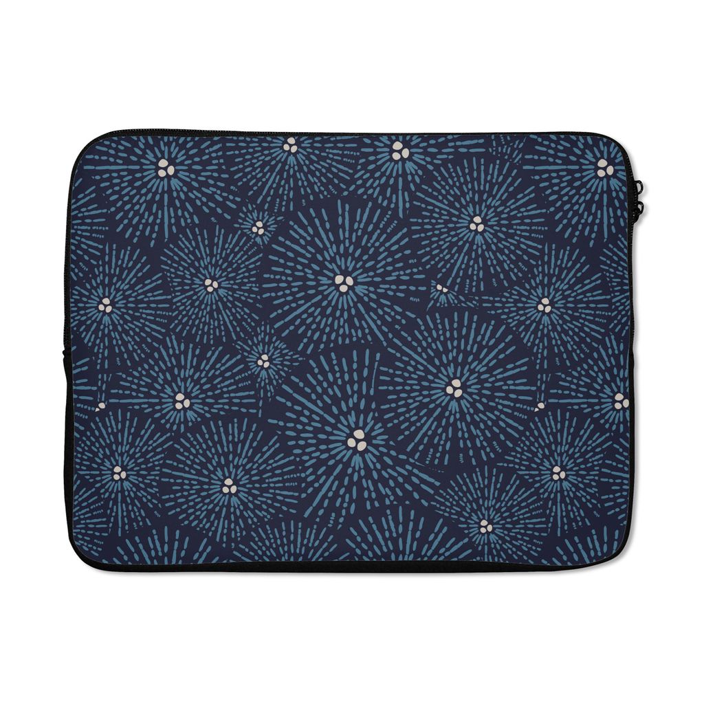 MuchoWow Laptop Hülle 15 Zoll Blumen - Japanisch - Muster - Blau - Weiß Laptoptasche - Laptoptasche - Sleeve - Rundum-Schutz