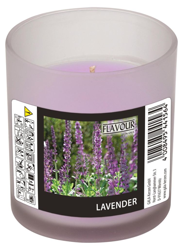 Gala Flavour by GALA Duftkerze im Glas Ø 70 mm, 77 mm violett - Lavender Indro 96881 Design-Kerzen Wachskerzen