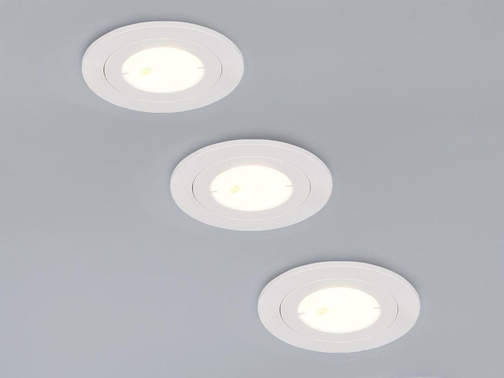 LED Decke Einbaustrahler 230V, 3er Set dimmbar flach rund, Neutralweiß, Ø 8cm