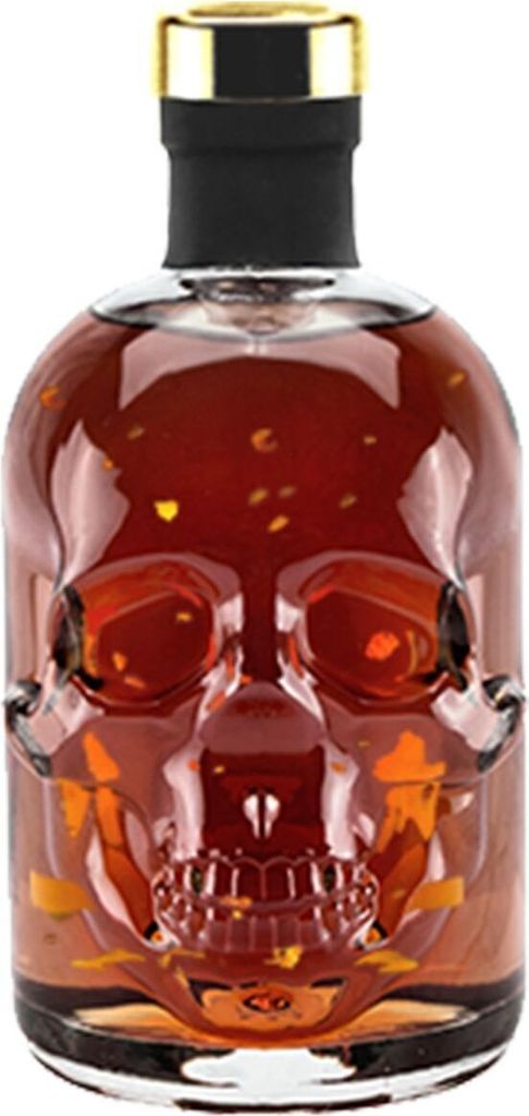 Rum 15 Jahre 0,5 L 24 Karat Gold Skull Totenkopf Flasche Caribbean Ron Solera Reserva 40% Vol Geschenkflasche
