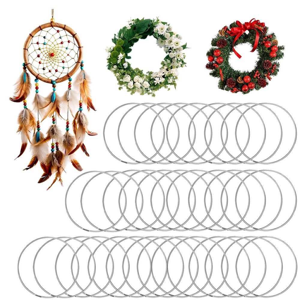 30 Metallringe zum Basteln, 8 cm Silber Drahtringe zum Aufhängen, Metallring für Wickeltechnik, Traumfänger, Floristik, Hochzeitskranz, Wandbeh...