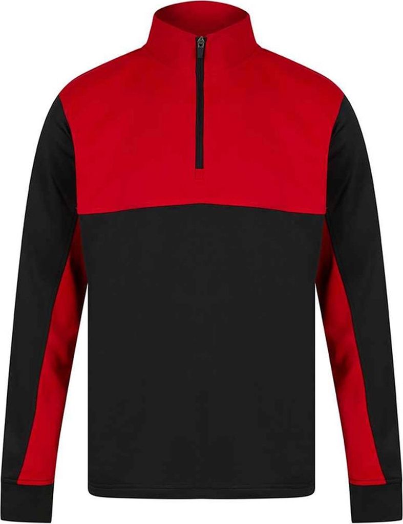Finden & Hales - Fleece-Oberteil mit kurzem Reißverschluss für Kinder PC4714 (140) (Schwarz/Rot)